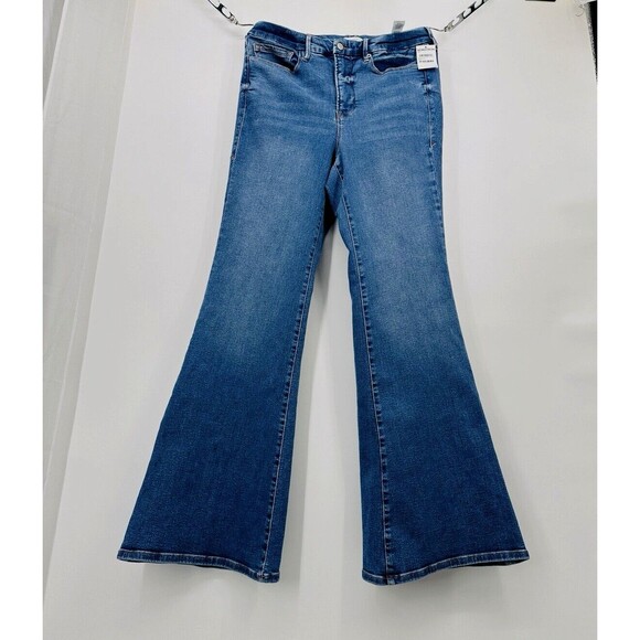 Good American Good Classic flare  CutJeans Size 15  light wash  wide‎ leg boot - Picture 3 of 14